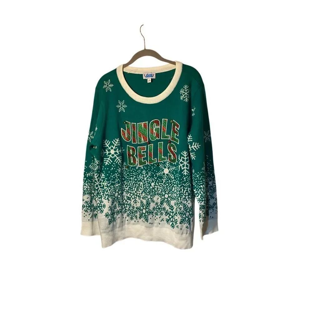 Rocking around women’s jingle bell Christmas pull over sweater size large